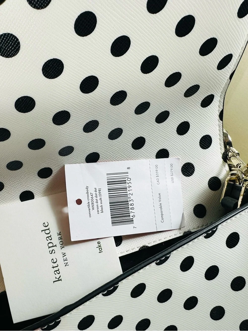 kate spade Black & White Polka Dot Chain Shoulder Bag